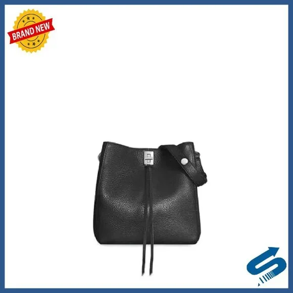 Small Genuine Leather Shoulder Bag with Twist Lock Closure - Picture 2 of 7